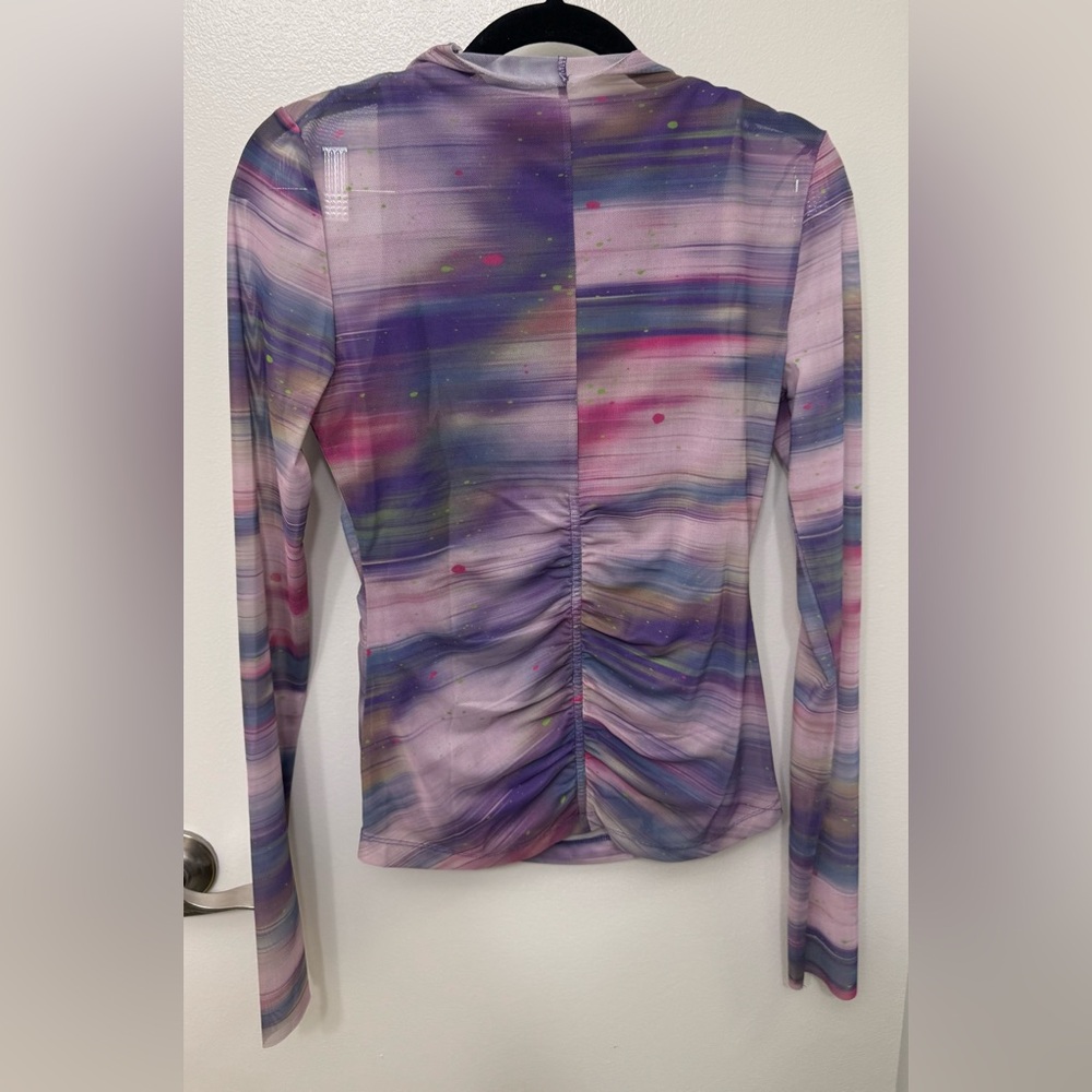 NWT By Anthropologie Double-Layer Mesh Top | Sheer Trendy Blouse - Picture 5 of 6